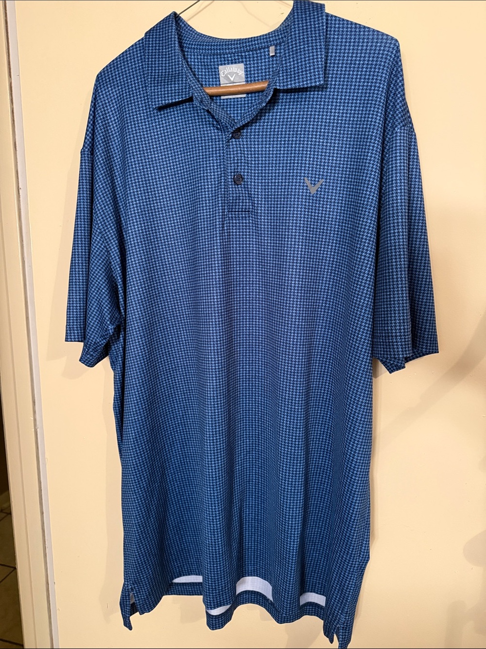 Callaway Blue Micro-Check Short Sleeve Polo